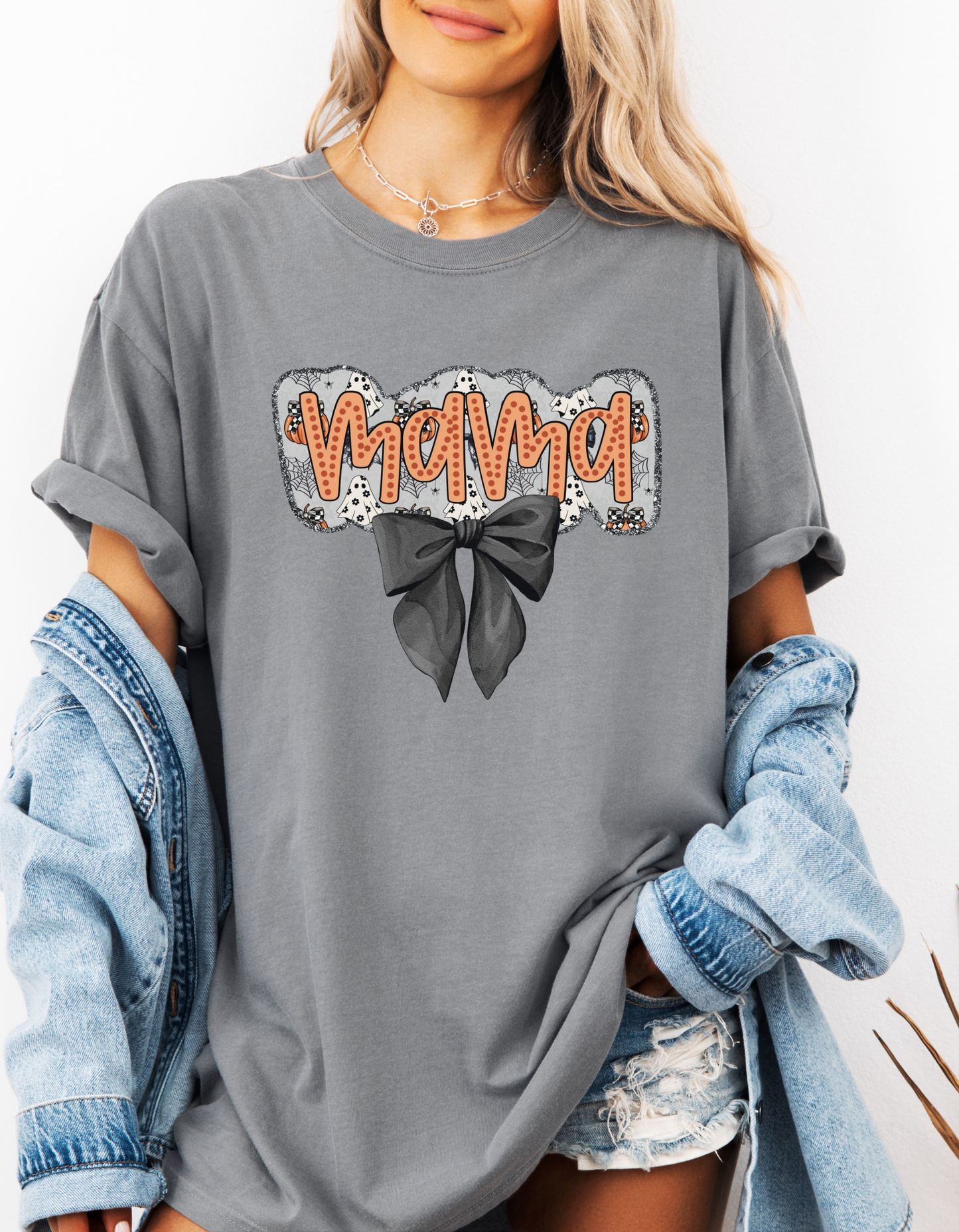 Coquette Halloween mama tee