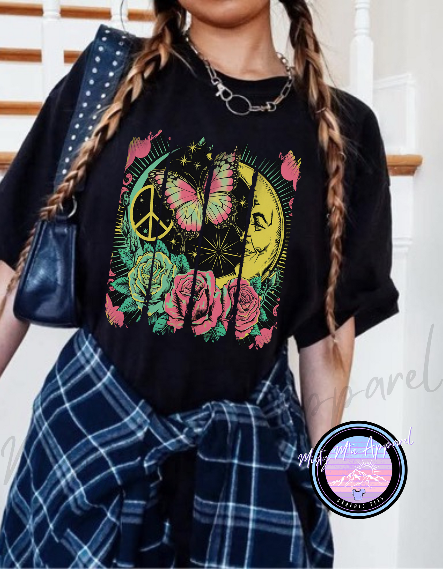 Retro peace brushstroke graphic tee