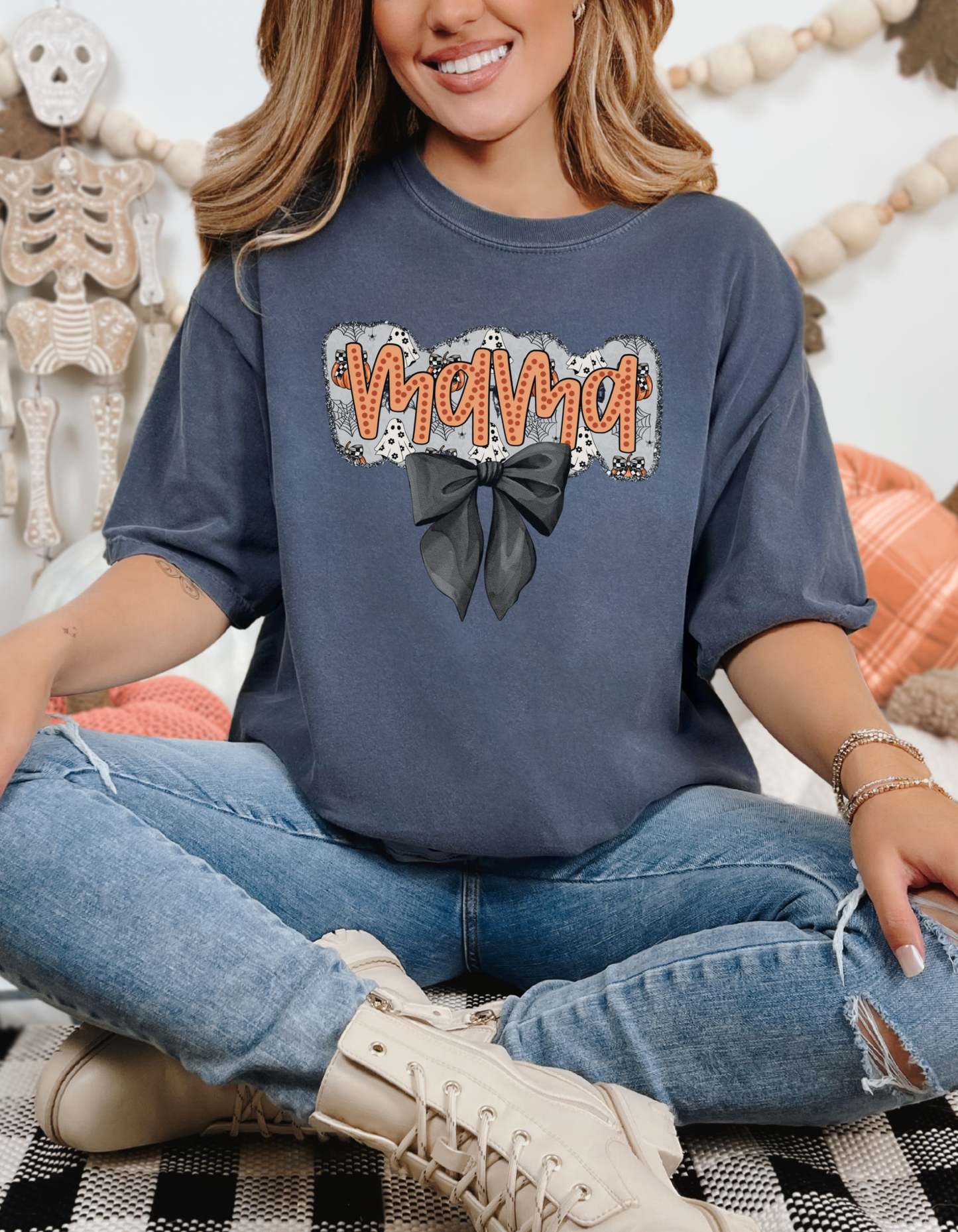 Coquette Halloween mama tee