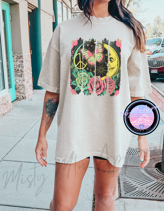 Retro peace brushstroke graphic tee