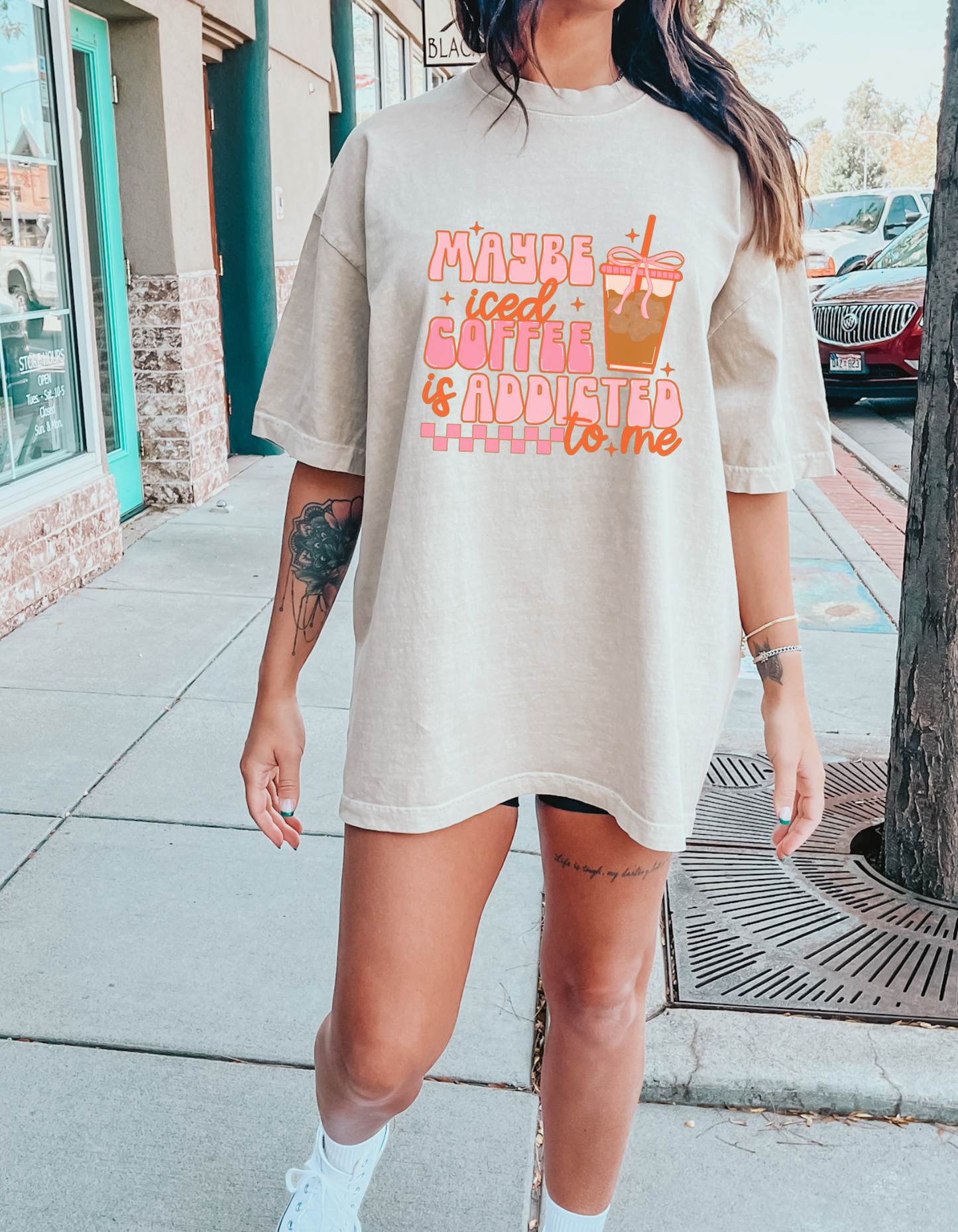 Maybe Iced Coffee Is Addicted To Me Graphic Tshirt