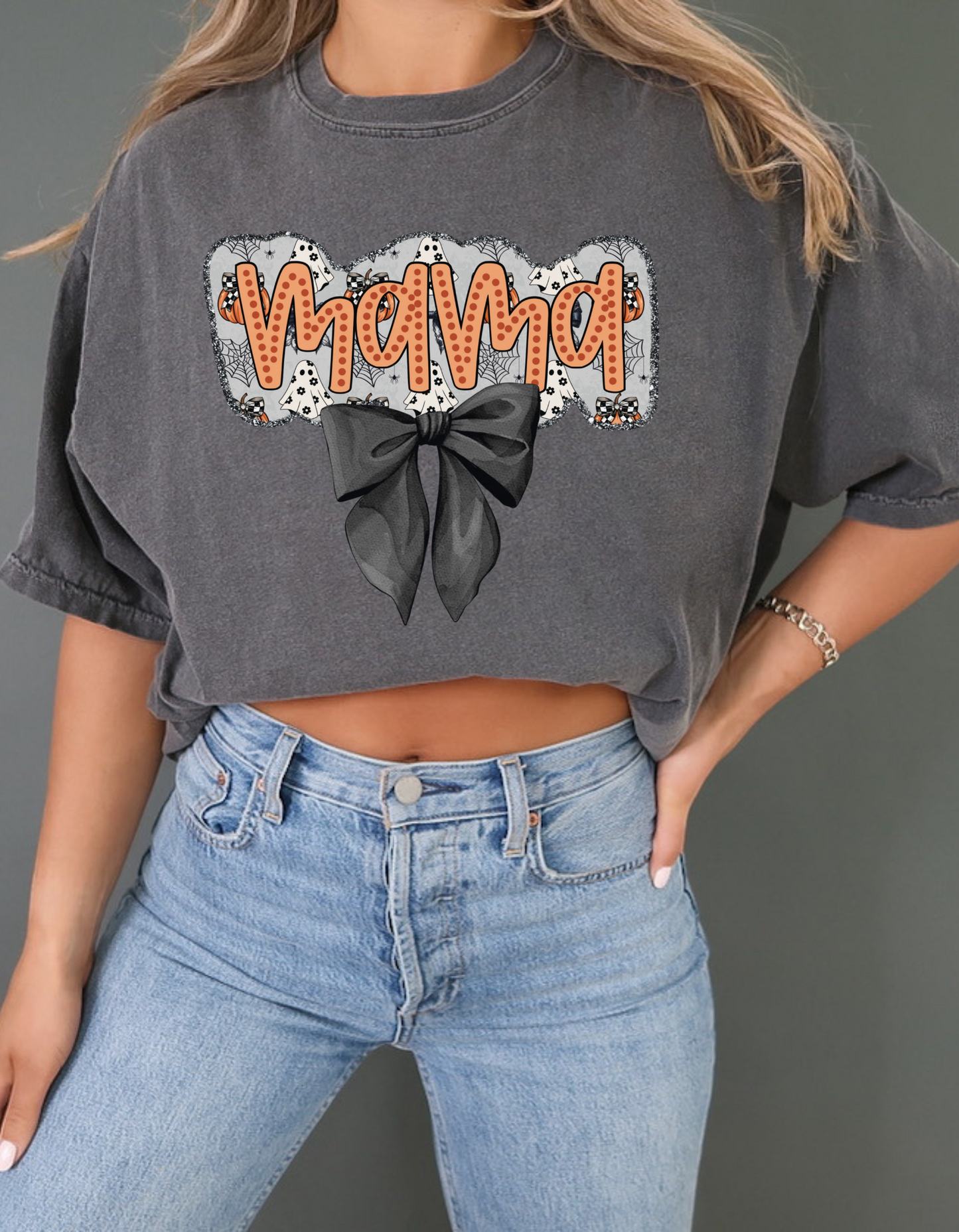 Coquette Halloween mama tee