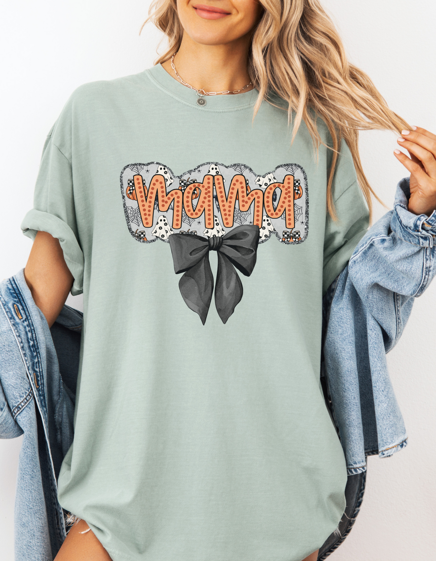Coquette Halloween mama tee