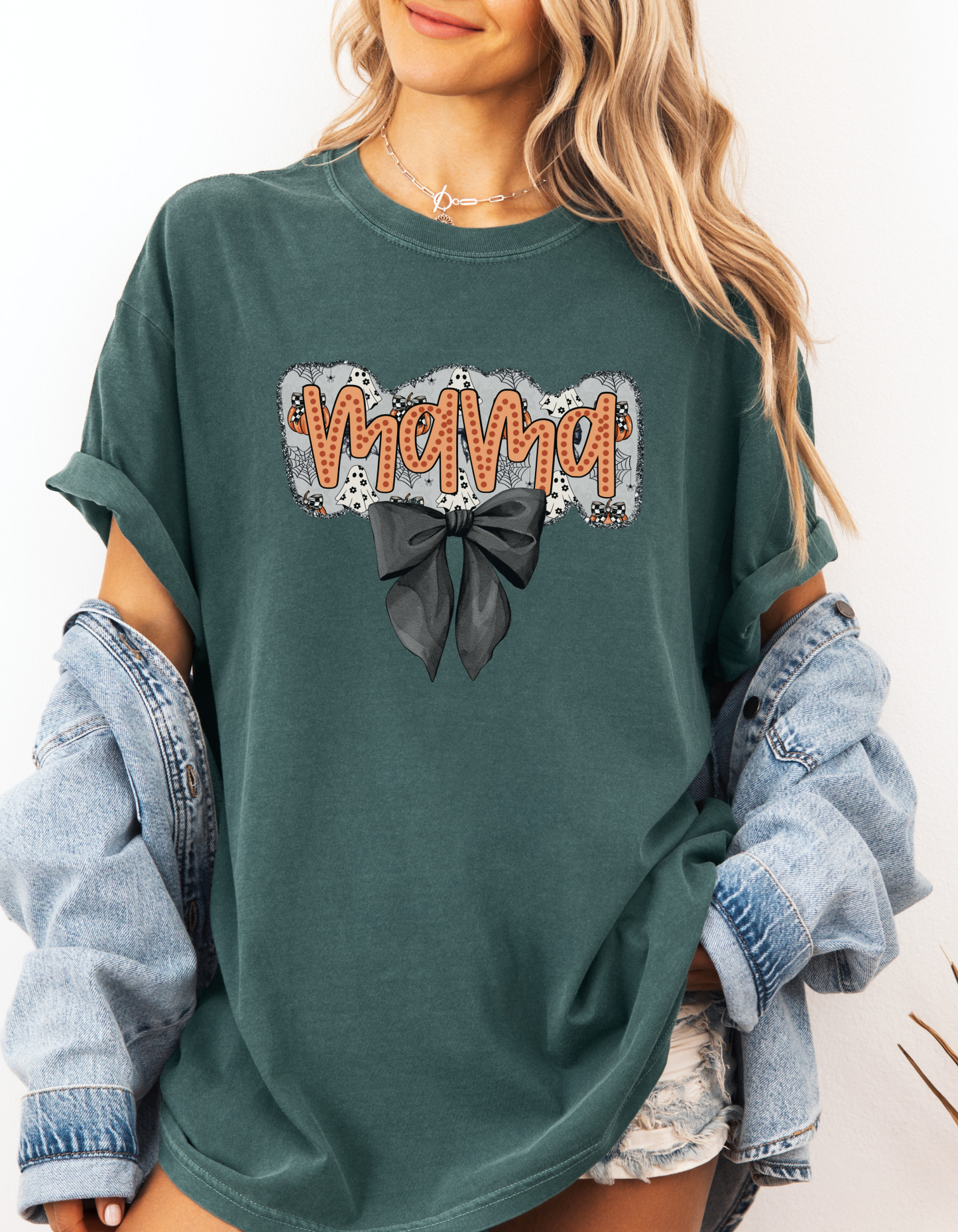 Coquette Halloween mama tee