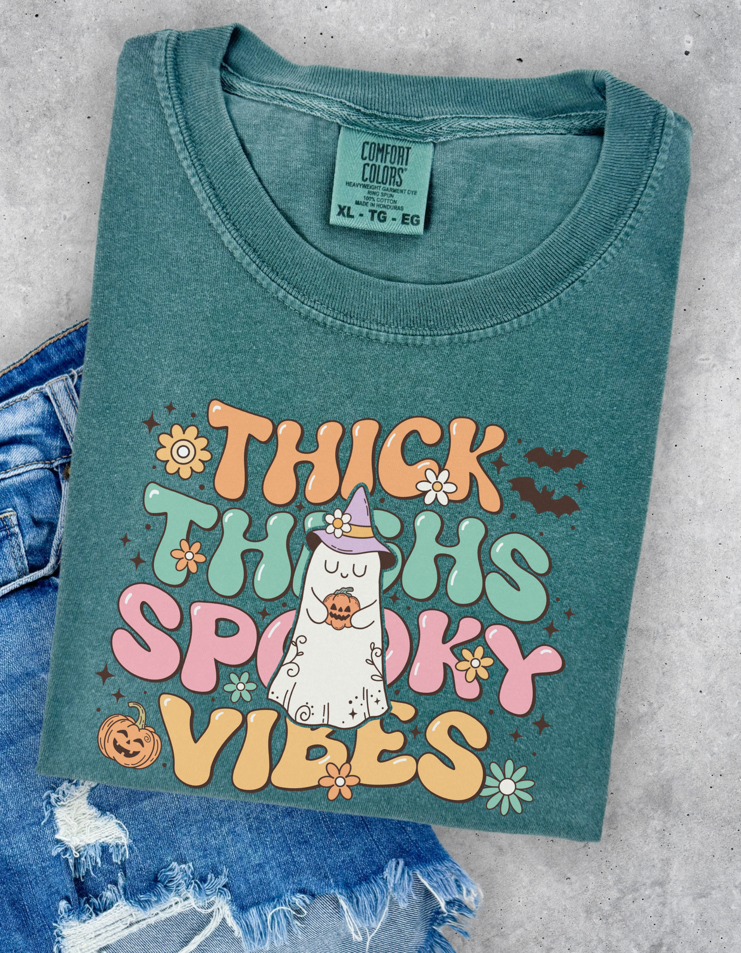 Thick thighs spooky vibes tee