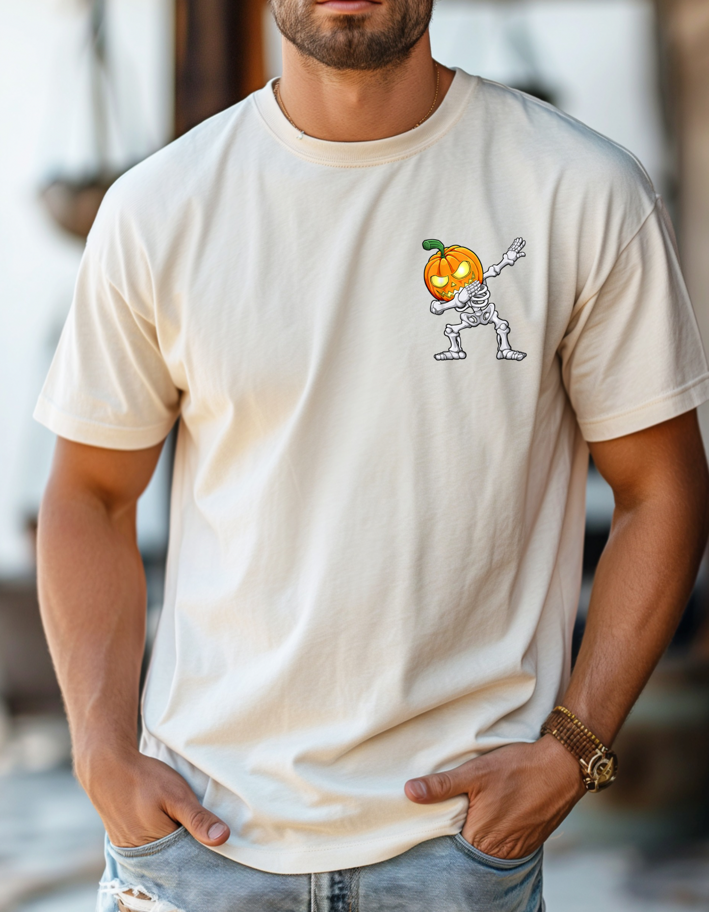 Dabbing skeleton pocket tee