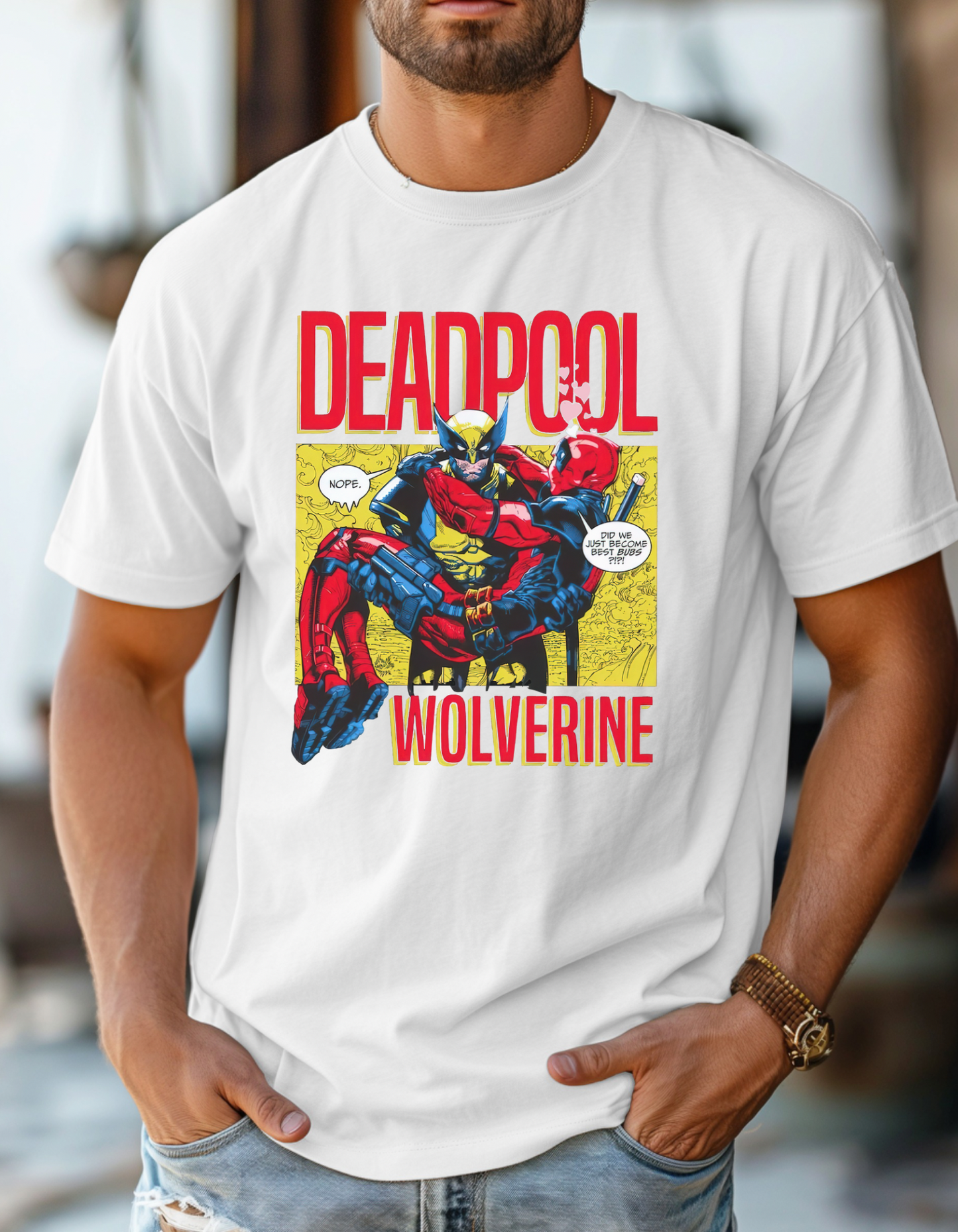 Deadpool Wolverine comic tee