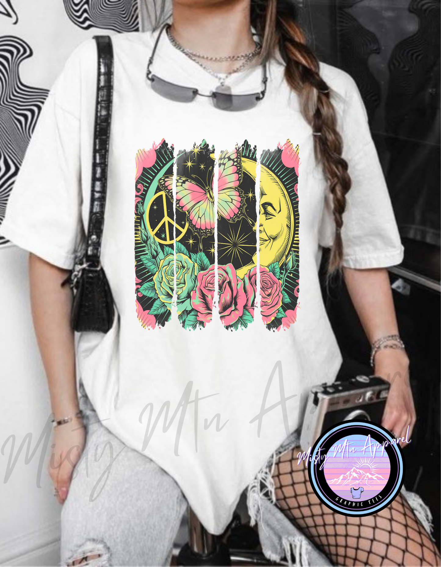 Retro peace brushstroke graphic tee