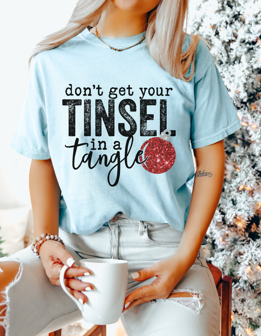 Tinsel in a tangle tee