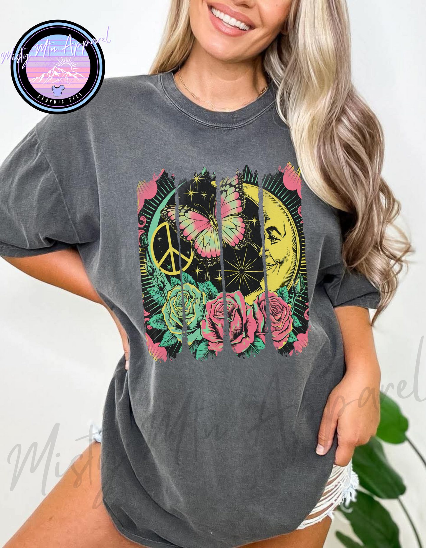 Retro peace brushstroke graphic tee