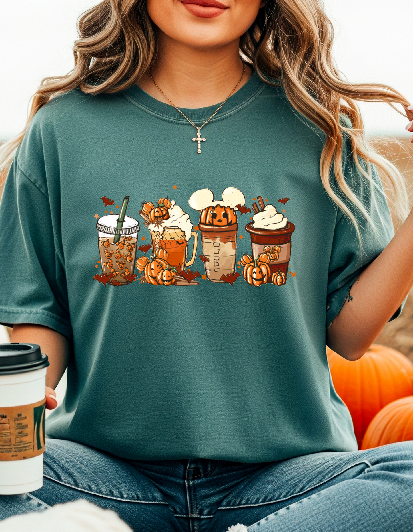 Pumpkin Coffee Cups Graphic Tee