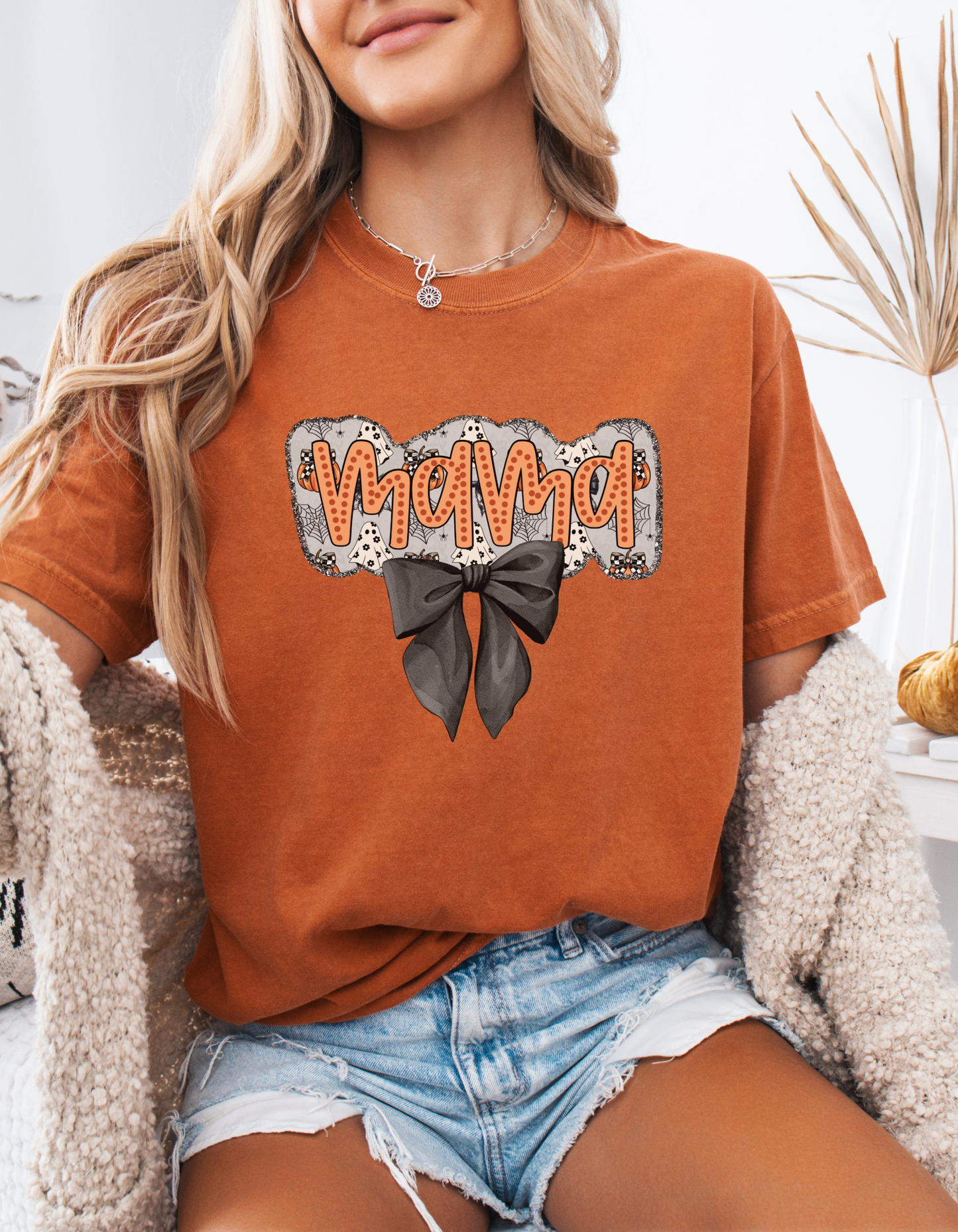 Coquette Halloween mama tee
