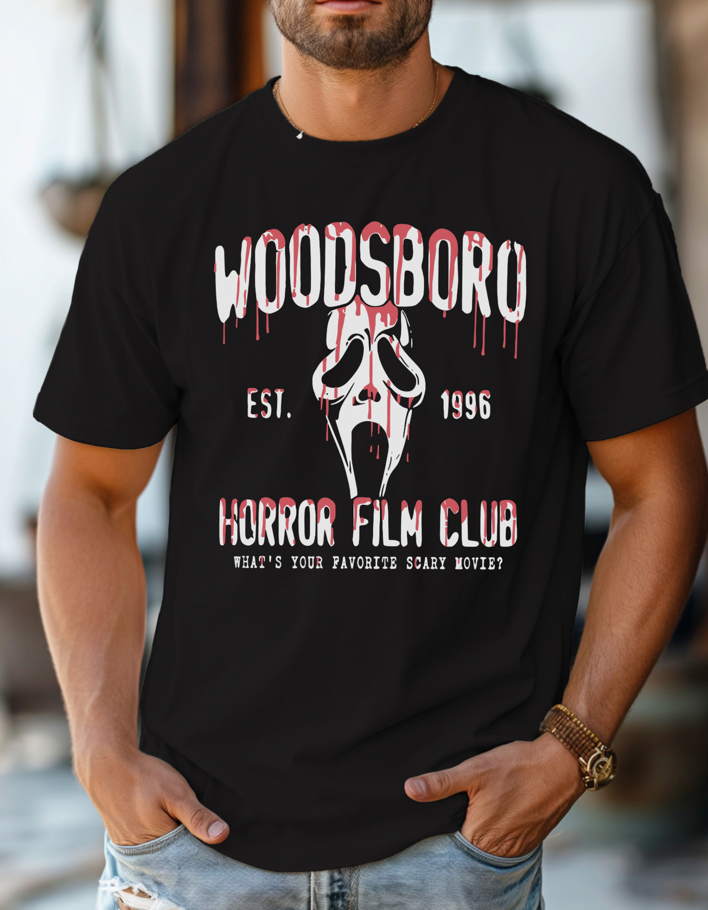 Woodsboro horror film club tee