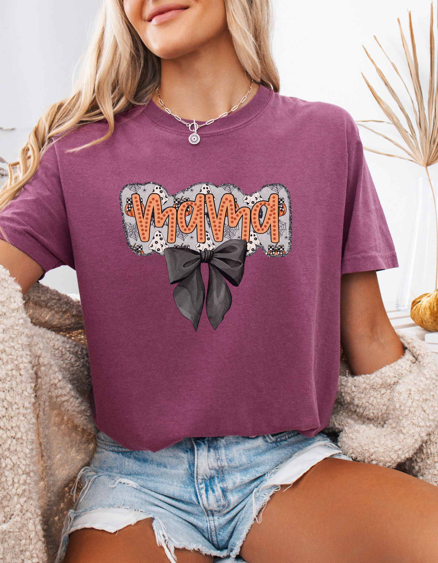 Coquette Halloween mama tee