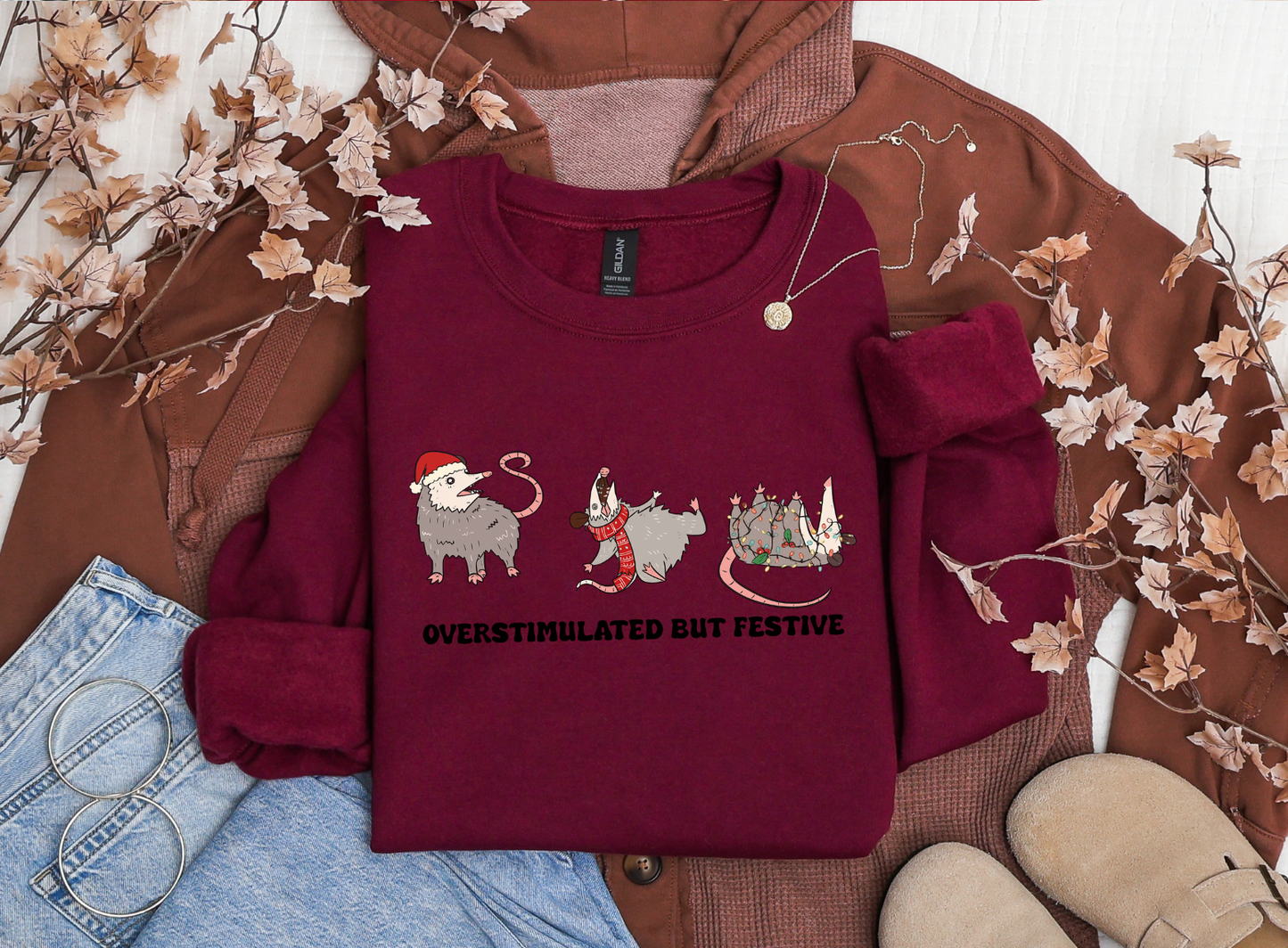 Overstimulated but Festive Crewneck sweater