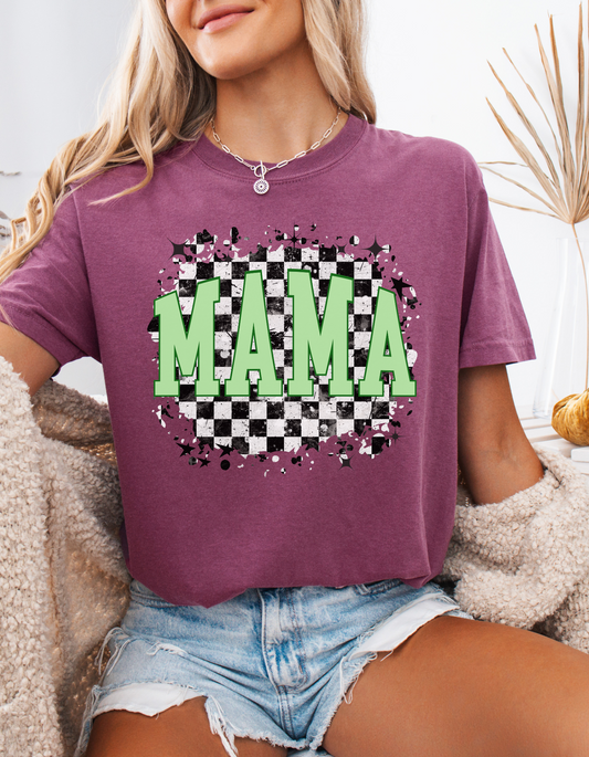 Checkered mama tee