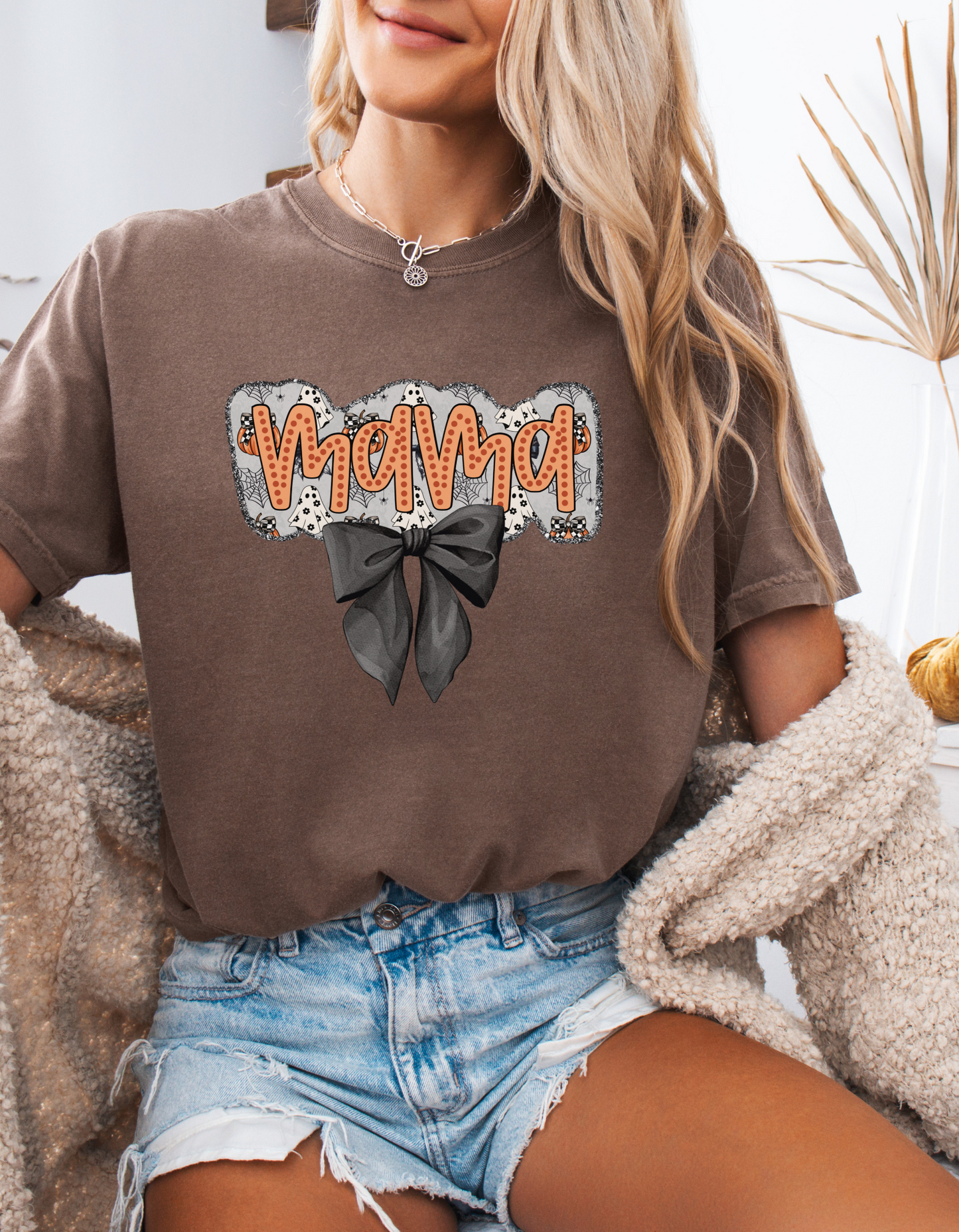 Coquette Halloween mama tee