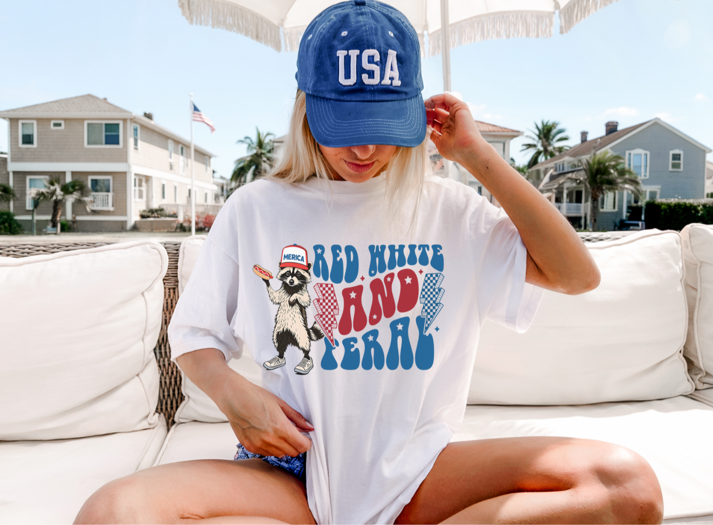 Red white and feral family tees