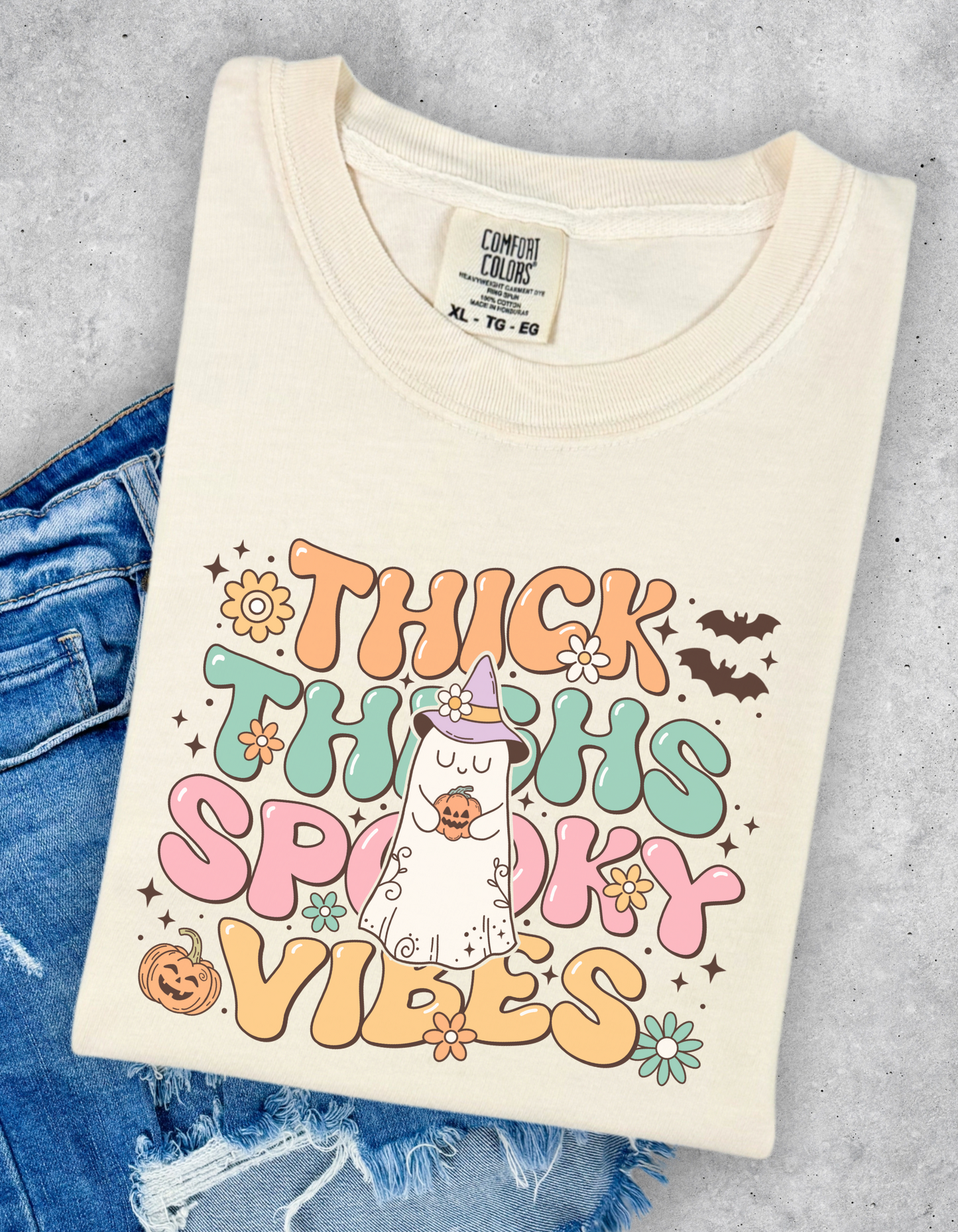 Thick thighs spooky vibes tee