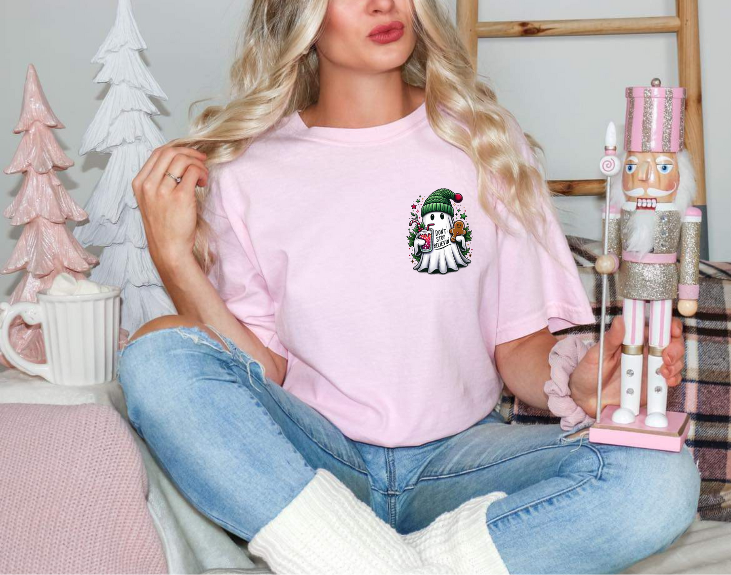 Christmas pocket ghost tee