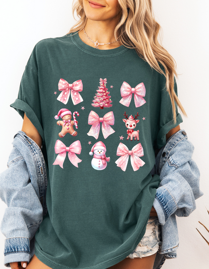 Pink coquette Christmas tee