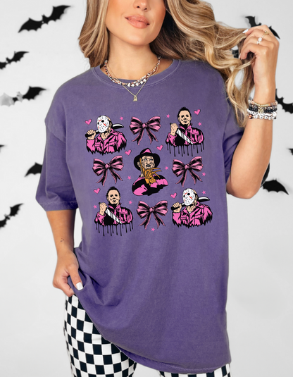 Pink Halloween coquette graphic tee