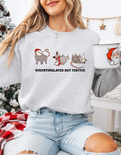 Overstimulated but Festive Crewneck sweater