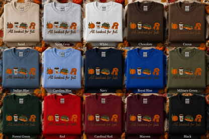 All booked for fall embroidered Crewneck sweater