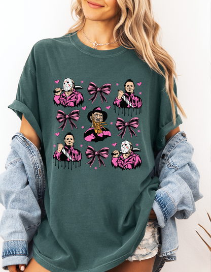 Pink Halloween coquette graphic tee