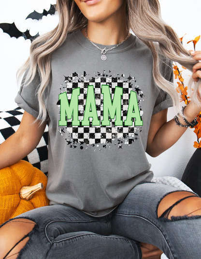 Checkered mama tee