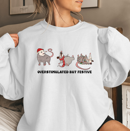 Overstimulated but Festive Crewneck sweater