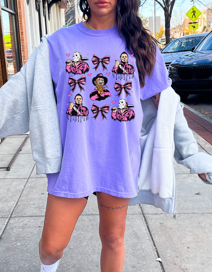 Pink Halloween coquette graphic tee