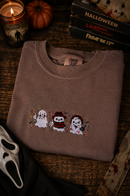 Halloween Horror Ghosties Embroidered tee