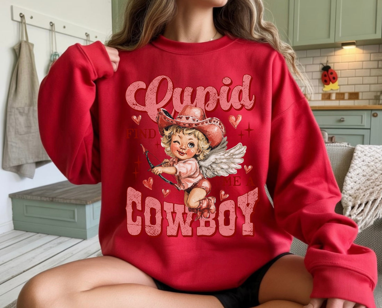 Cupid Cowboy Crewneck Sweater