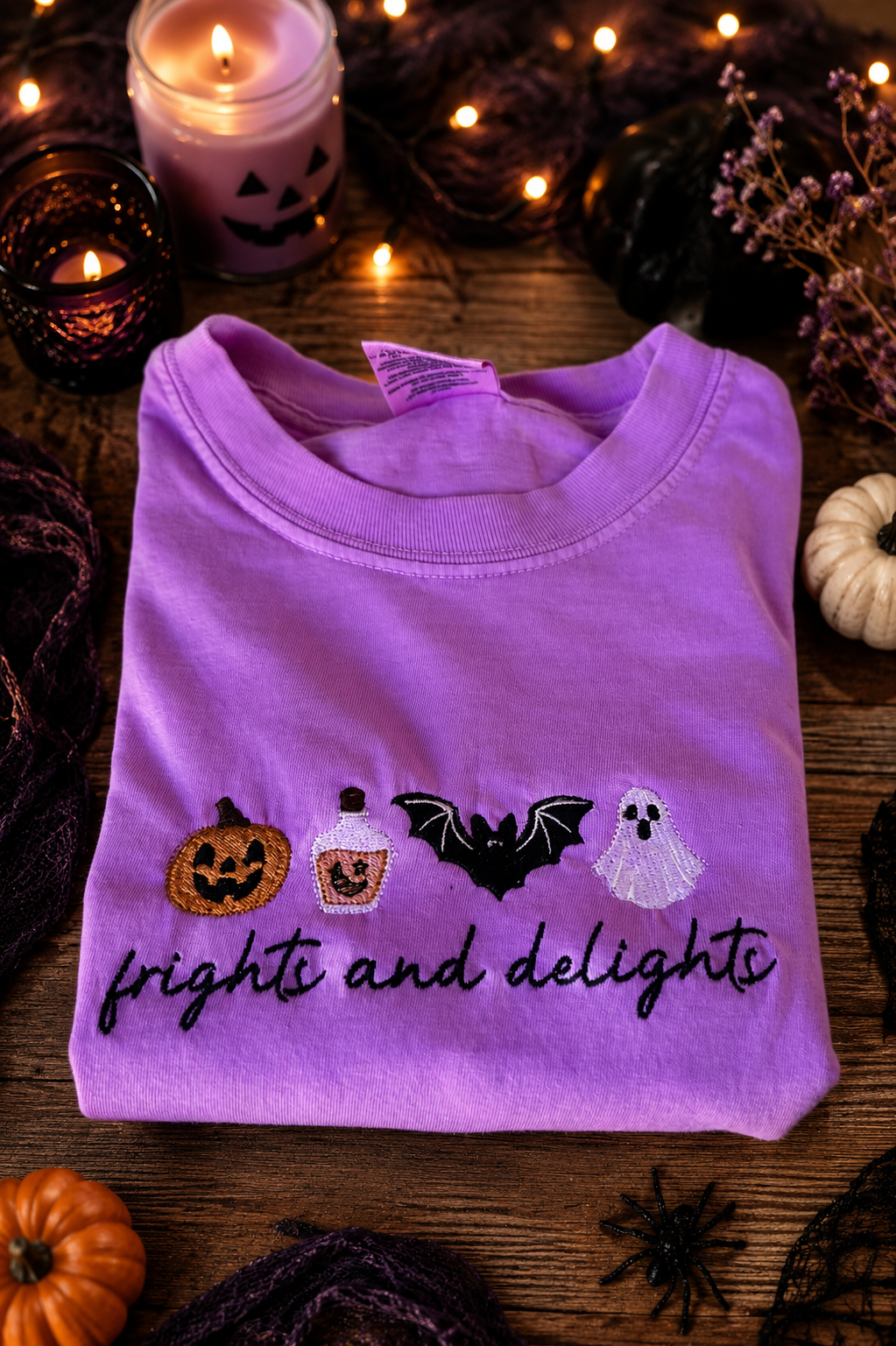Frights and delights embroidered Tee