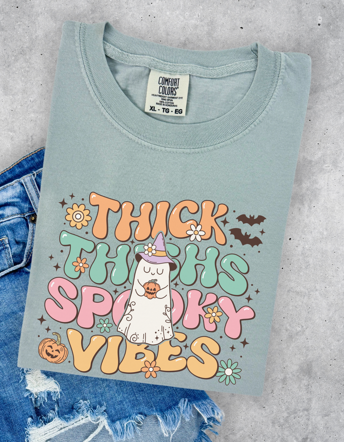 Thick thighs spooky vibes tee