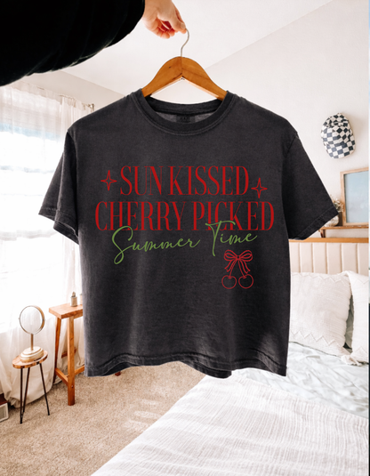 Cherry Picked Cropped Boxy Tee