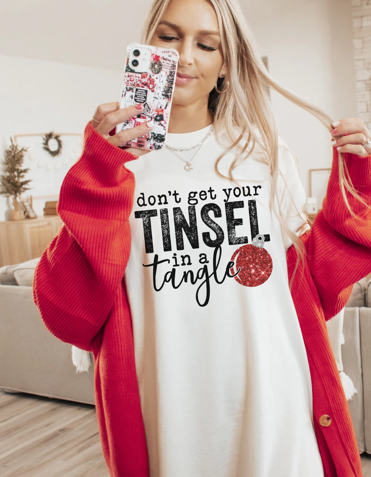 Tinsel in a tangle tee