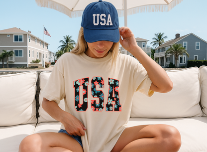 Floral USA Graphic Tee
