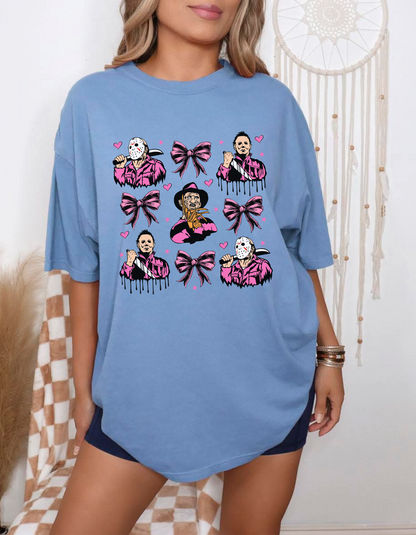 Pink Halloween coquette graphic tee