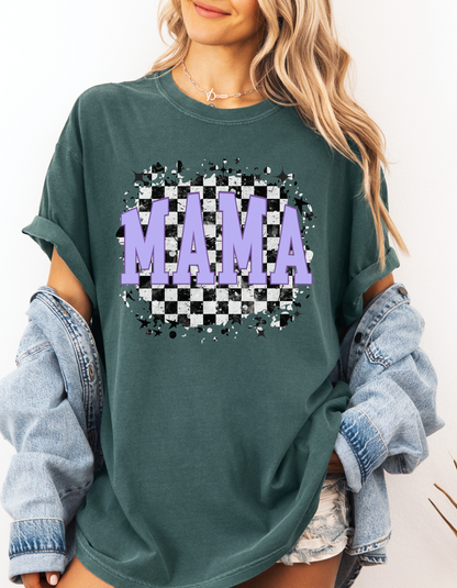Checkered mama tee