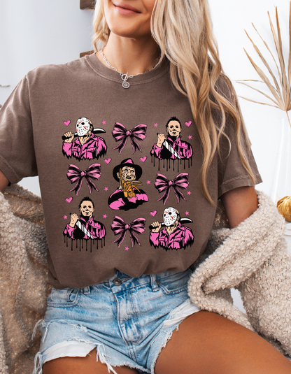 Pink Halloween coquette graphic tee