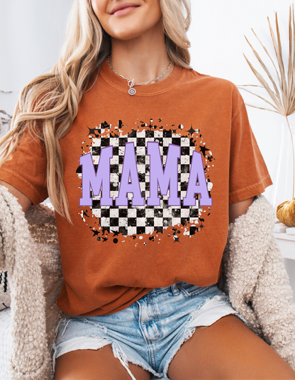 Checkered mama tee