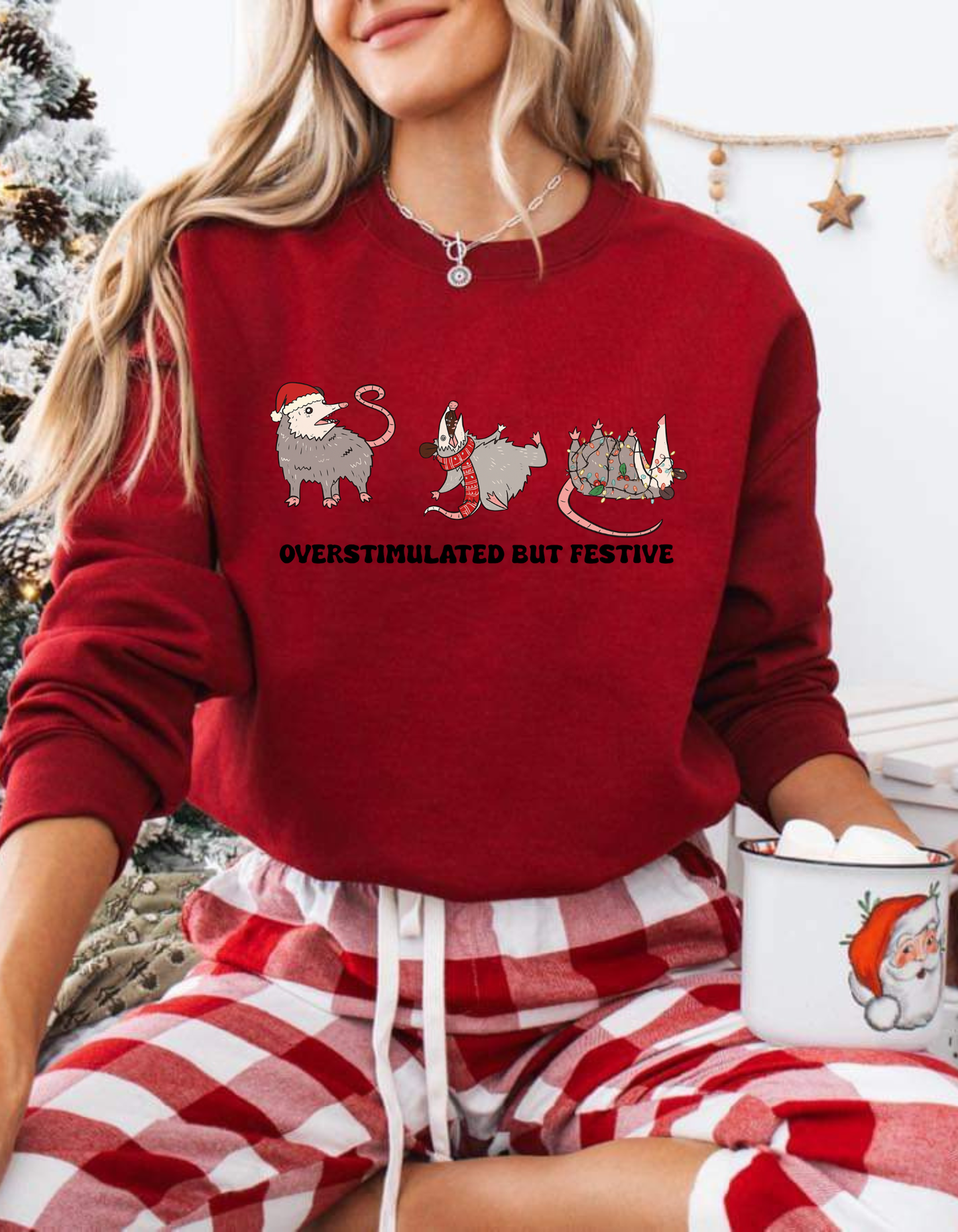Overstimulated but Festive Crewneck sweater
