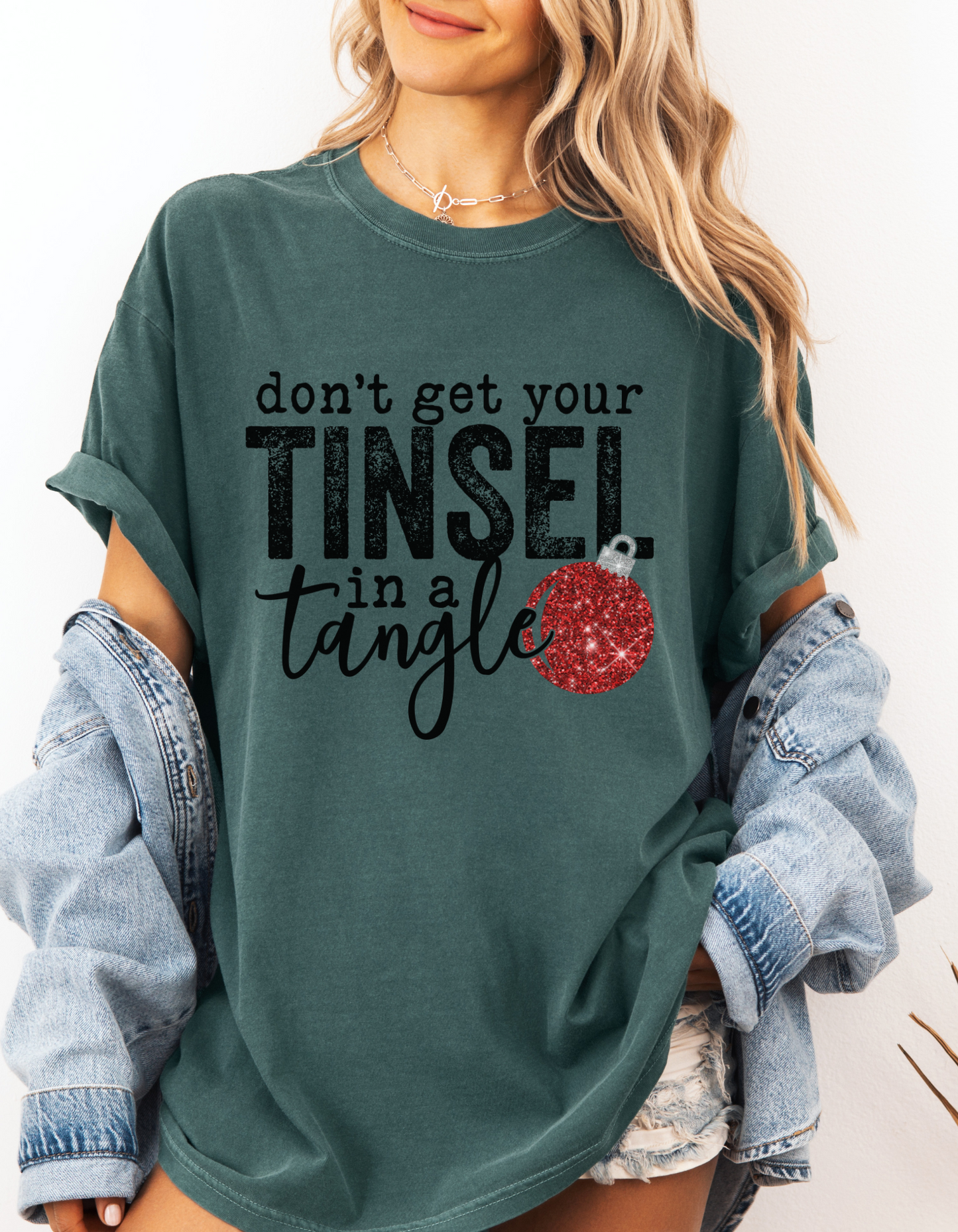 Tinsel in a tangle tee