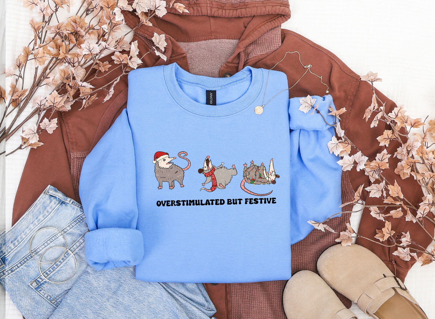 Overstimulated but Festive Crewneck sweater