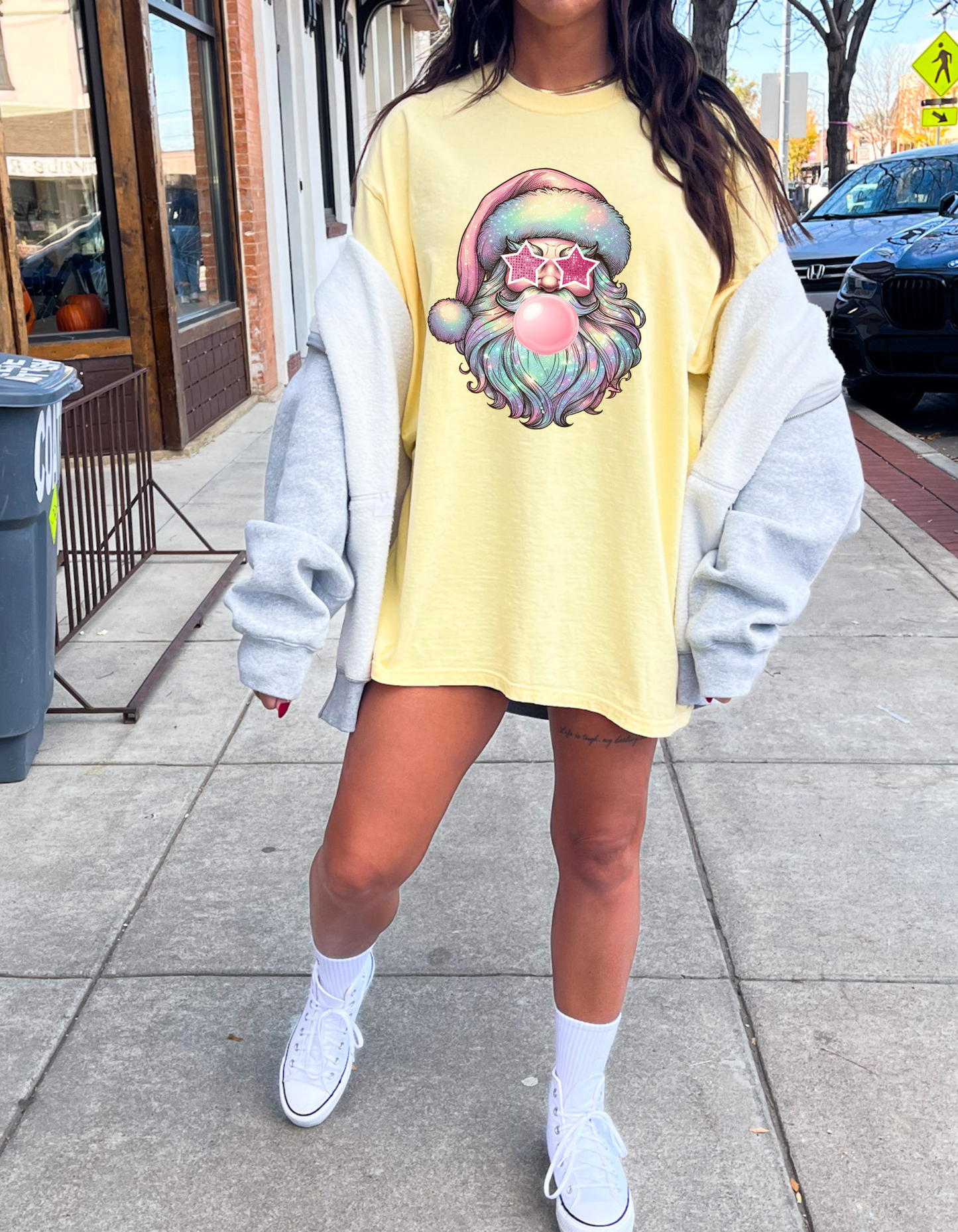 Retro pastel glitter Santa tshirt
