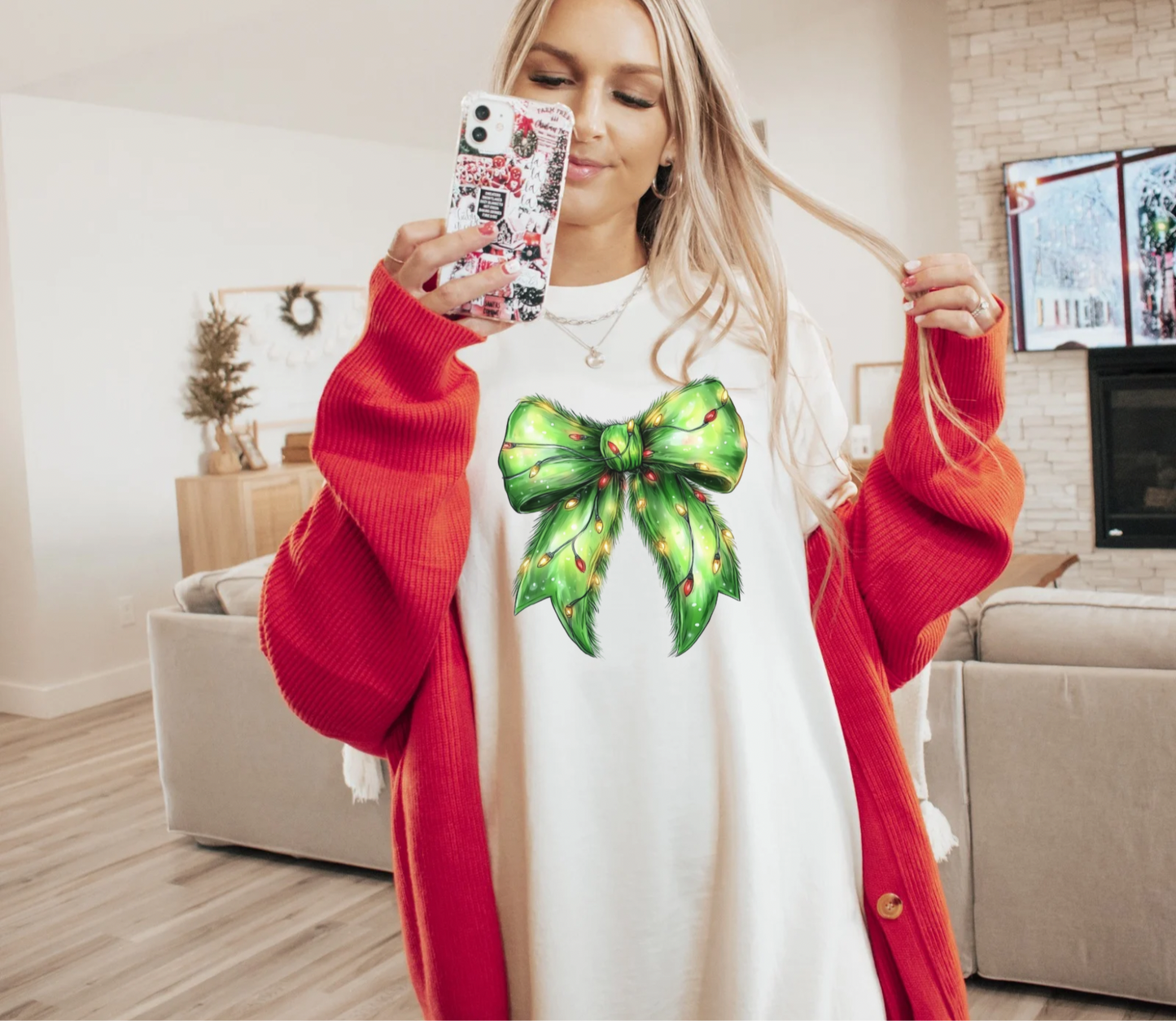 Grinch lights coquette tshirt