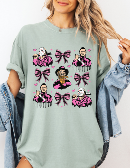 Pink Halloween coquette graphic tee