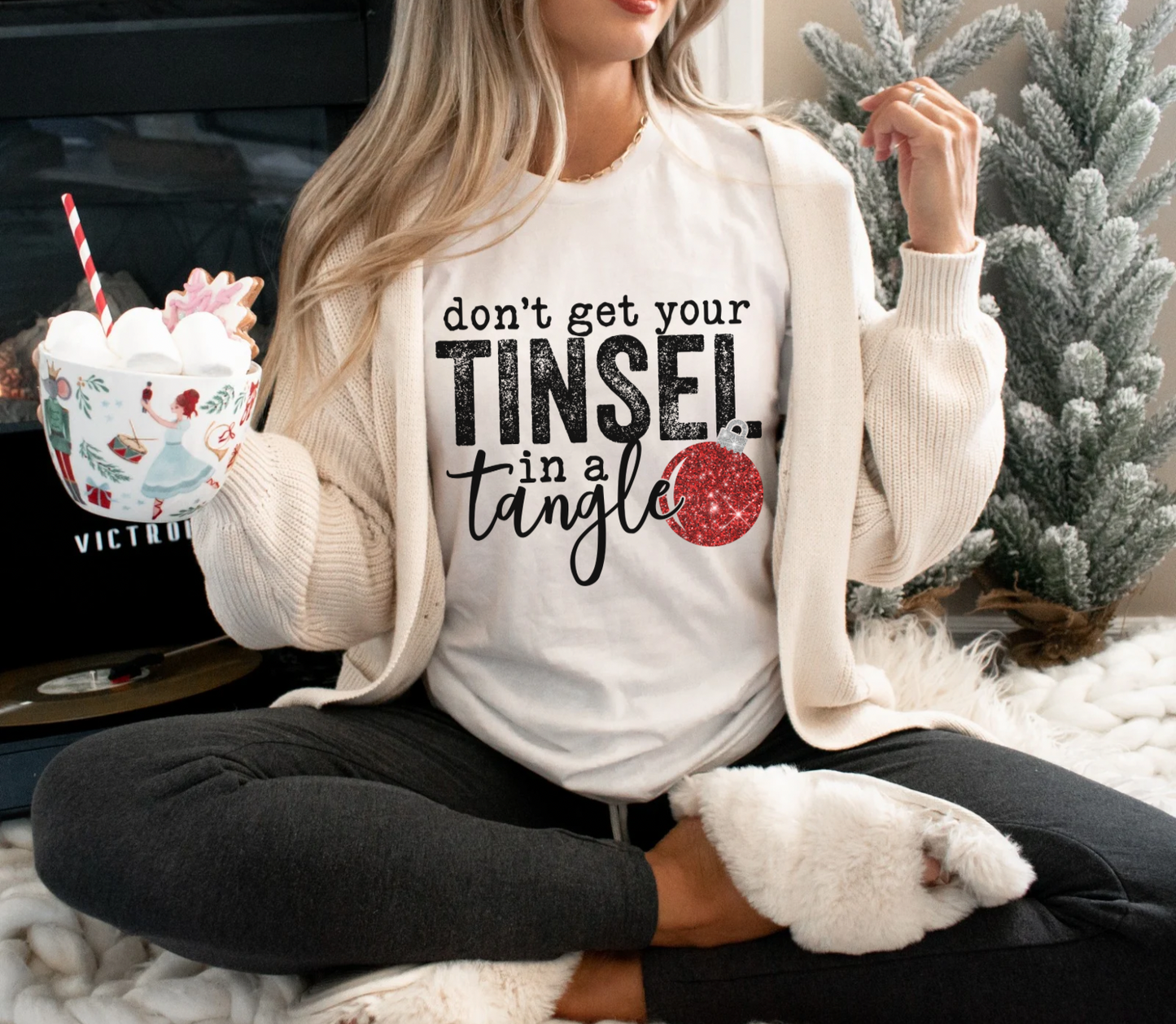 Tinsel in a tangle tee